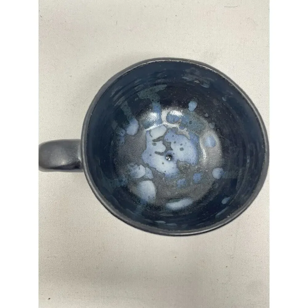 Coffee‎ Mug Set Pottery Hand Thrown Signed 8oz Short Dark